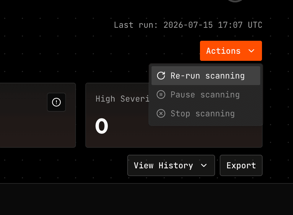 Re-run scanning, SXStrike console