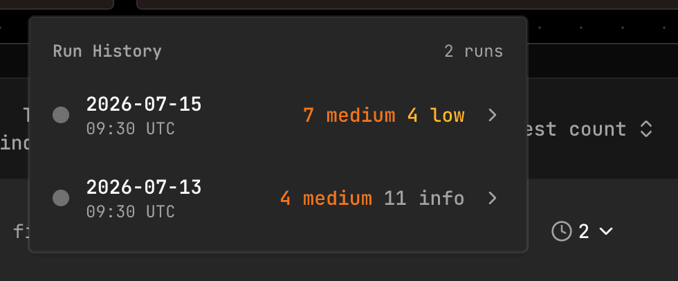 Run history, SXStrike console